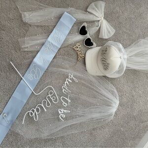 Bride to Be Accessories Set with Veil and Sash